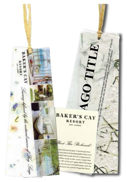 Full Color Personalized Raffia Tie Seeded Paper Bookmarks