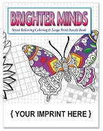 Brighter Minds Adult Coloring Book with Crossword, Sudoku and Word Search Puzzles