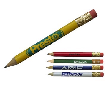 Round Golf Pencils with Erasers
